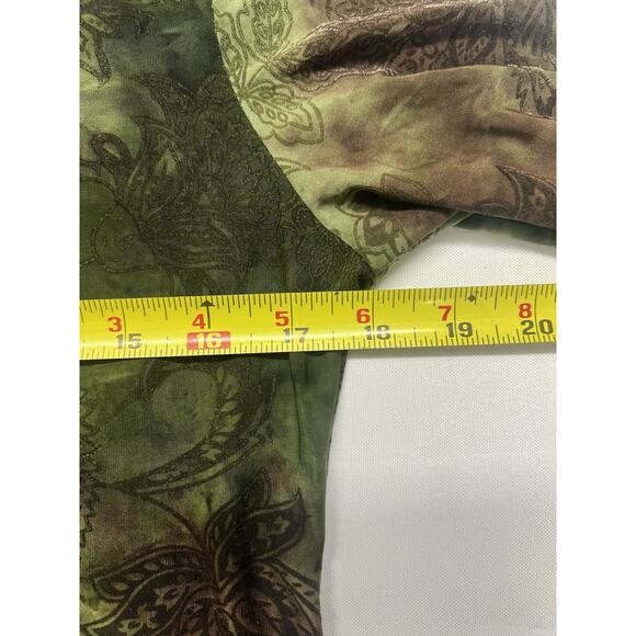Women’s Y2K Green 3/4 Sleeve Top Size Large Fairy Grunge Witchy Fall - Picture 9 of 10